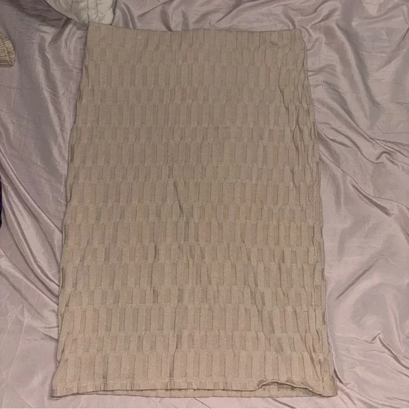 Zara Beige Textured Pencil Skirt - Picture 5 of 5